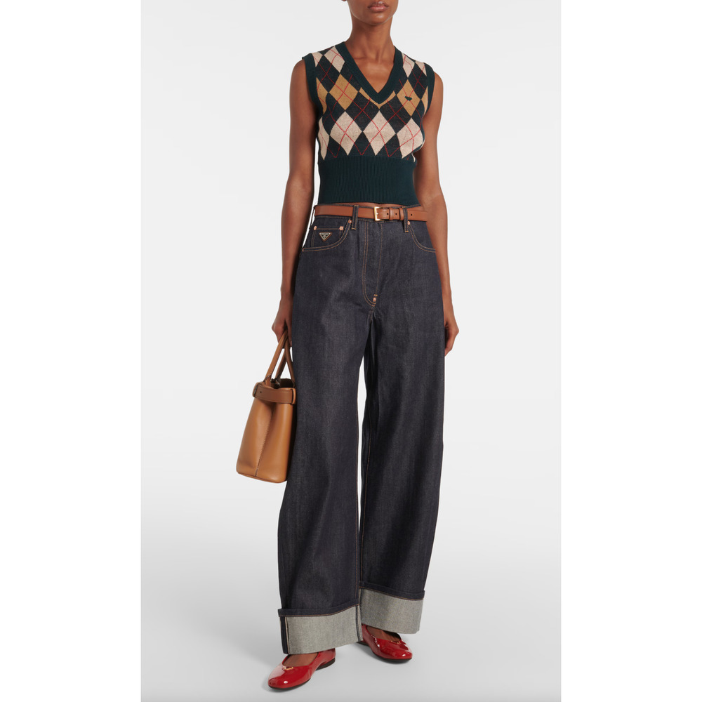 Prada Cherry Red Patent Gold Triangle Logo Mary Jane Ballerina Ballet Flat 38.5 - Picture 7 of 16